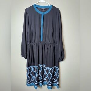 Lane Bryant Women’s Black Teal Ling Sleeve Sleeve Dress Plus Size 14‎ NWT